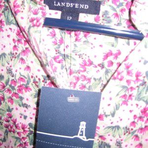 Lands' End Floral  Blouse Size 12